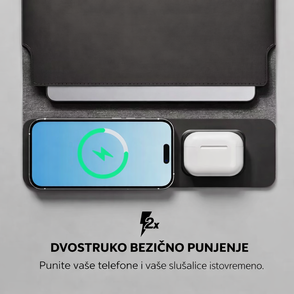Podloga se može koristiti kao torba za laptop, bežični punjač ili radna podloga