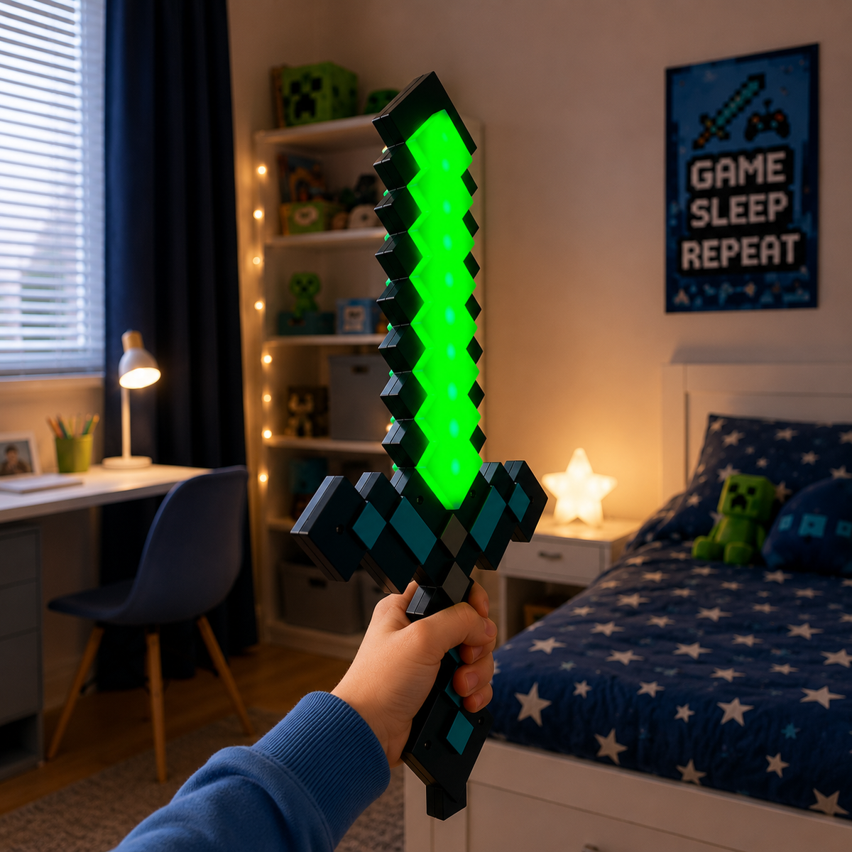 LED Pixel mač sa postoljem – Lampa i igračka